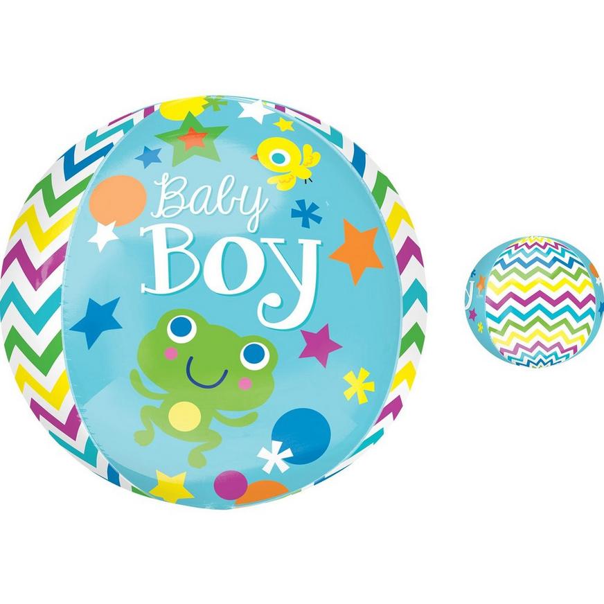 Baby Shower Balloon - Orbz Chevron Sweet Baby Boy, 16in