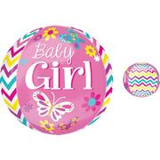 Baby Shower Balloon - Orbz Chevron Beautiful Baby Girl, 16in