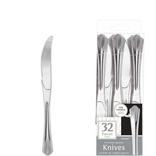 Silver Fan Handle Premium Plastic Knives 32ct