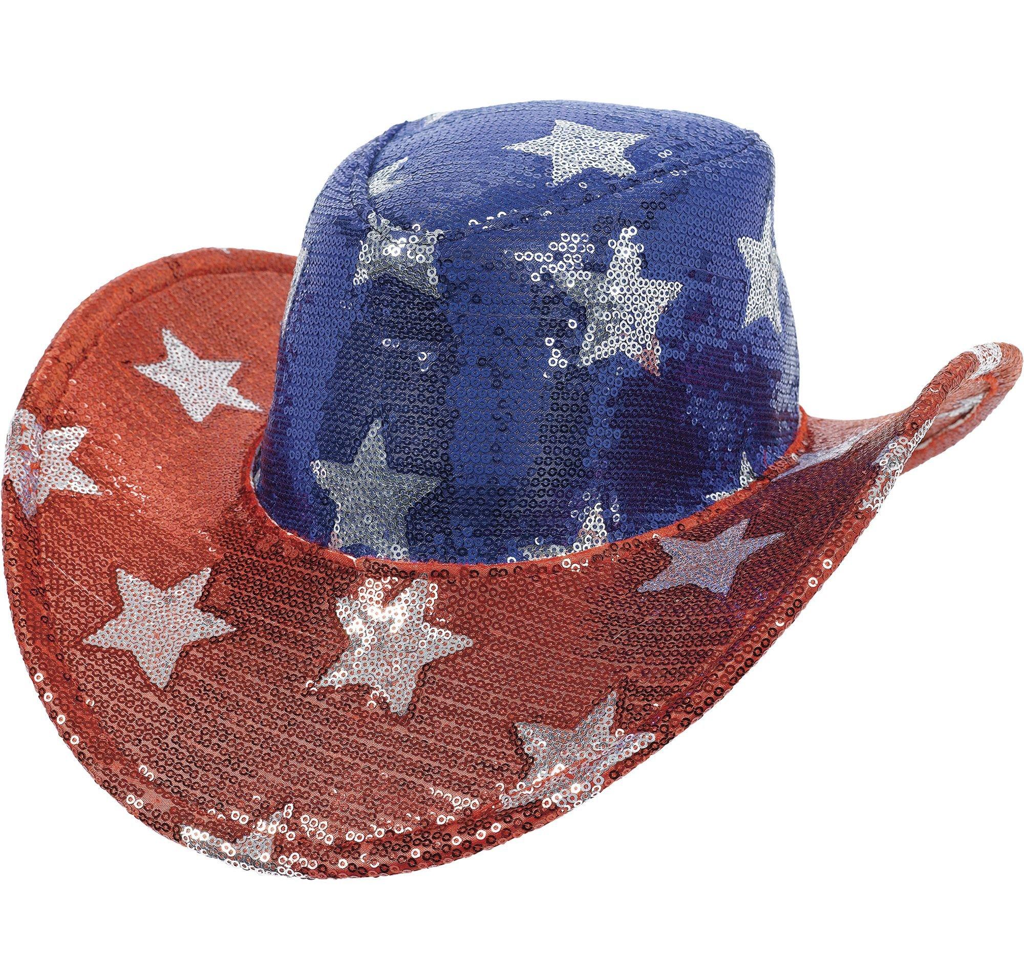 Sequin Stars Patriotic Cowboy Hat 12in x 4in Party City