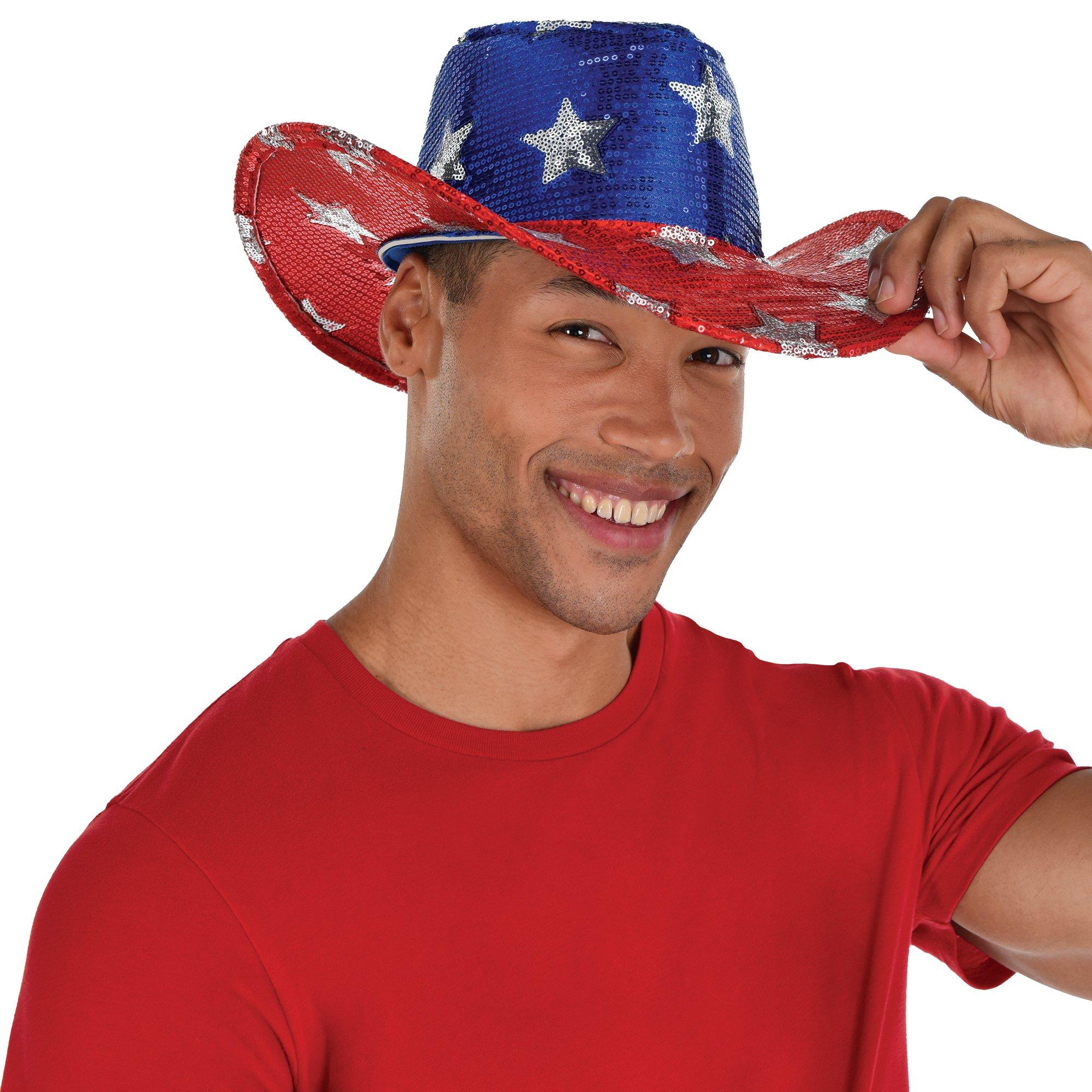 PartyCity Sequin Stars Patriotic Cowboy Hat | Hamilton Place