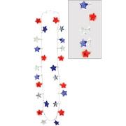 Light-Up LED Patriotic Red, White & Blue Star Necklace
