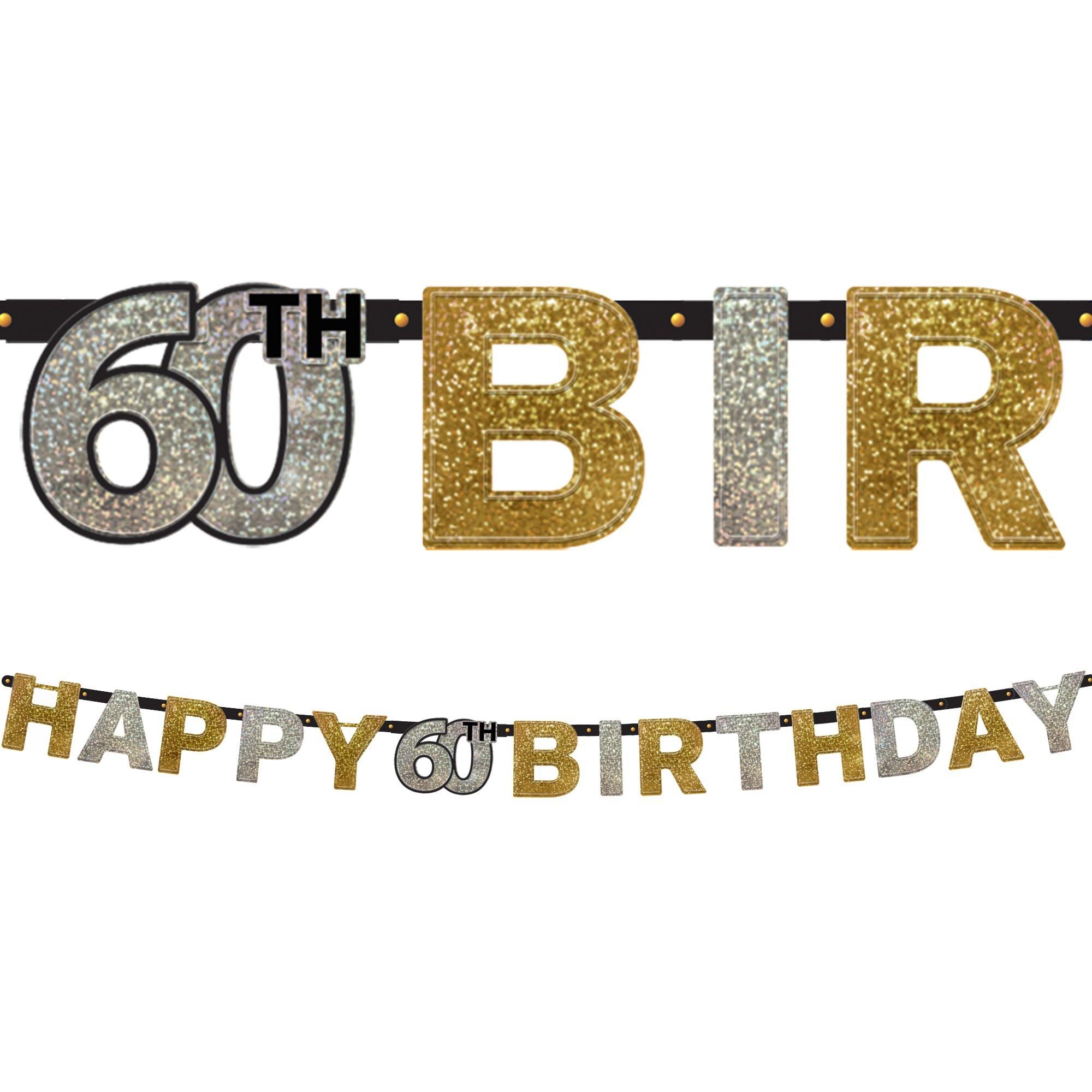 Prismatic 60th Birthday Banner 7ft - Sparkling Celebration | Party City