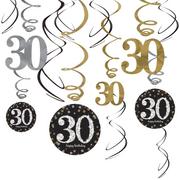30th Birthday Swirl Decorations 12ct - Sparkling Celebration