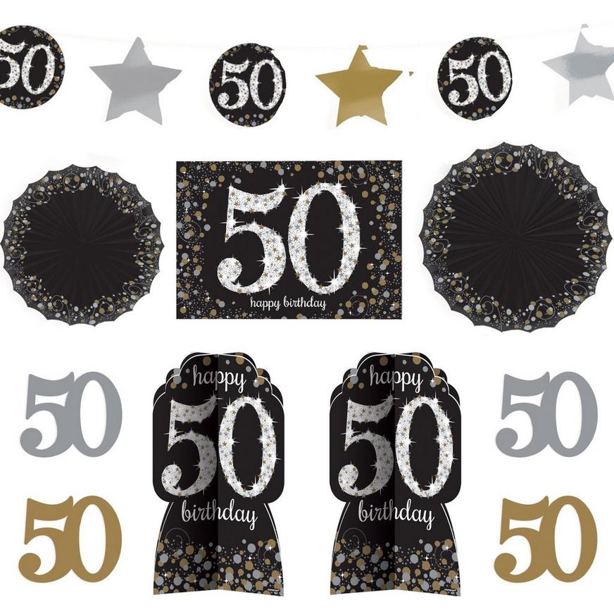 50th Birthday Room Decorating Kit 10pc - Sparkling Celebration