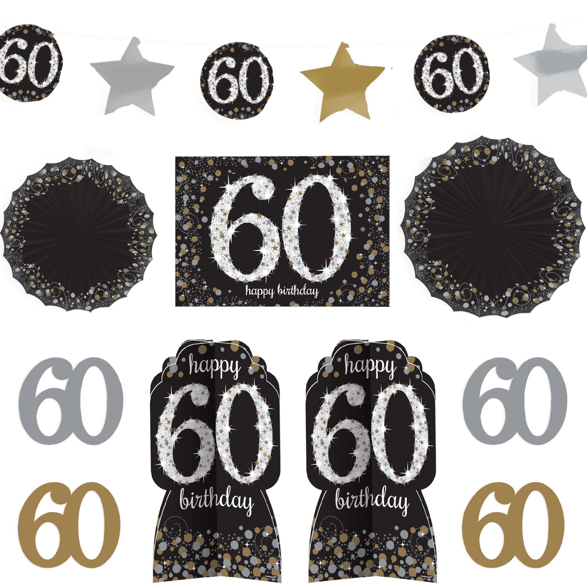 60th Birthday Room Decorating Kit 10pc - Sparkling Celebration