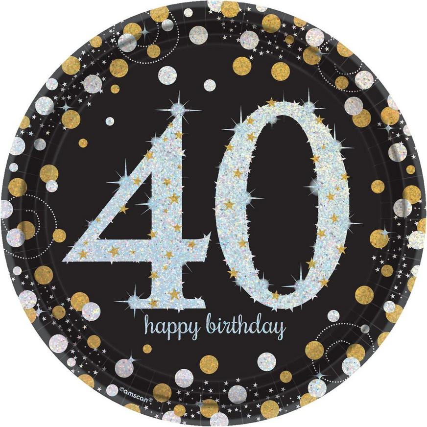 Prismatic 40th Birthday Lunch Plates 8ct - Sparkling Celebration
