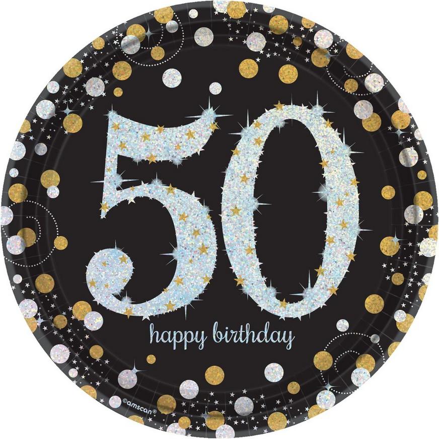 Prismatic 50th Birthday Lunch Plates 8ct - Sparkling Celebration