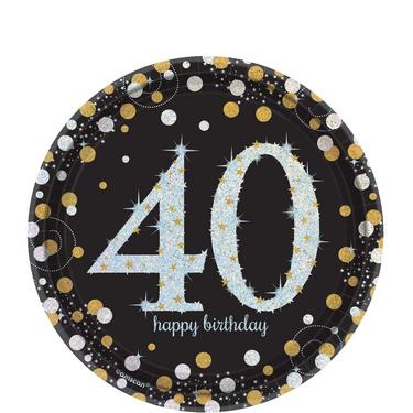 Prismatic 40th Birthday Dessert Plates 8ct - Sparkling Celebration
