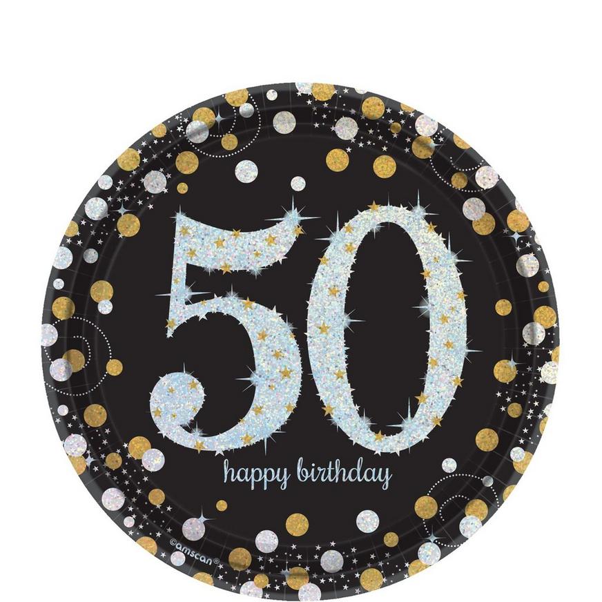 Prismatic 50th Birthday Dessert Plates 8ct - Sparkling Celebration