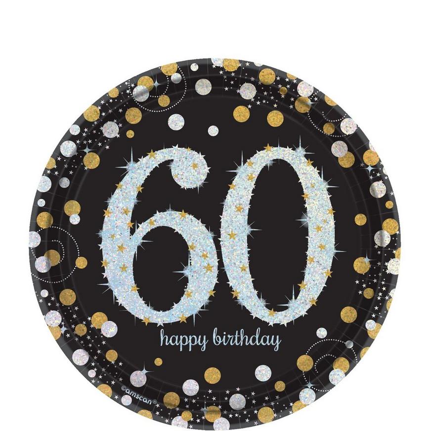 Prismatic 60th Birthday Dessert Plates 8ct - Sparkling Celebration