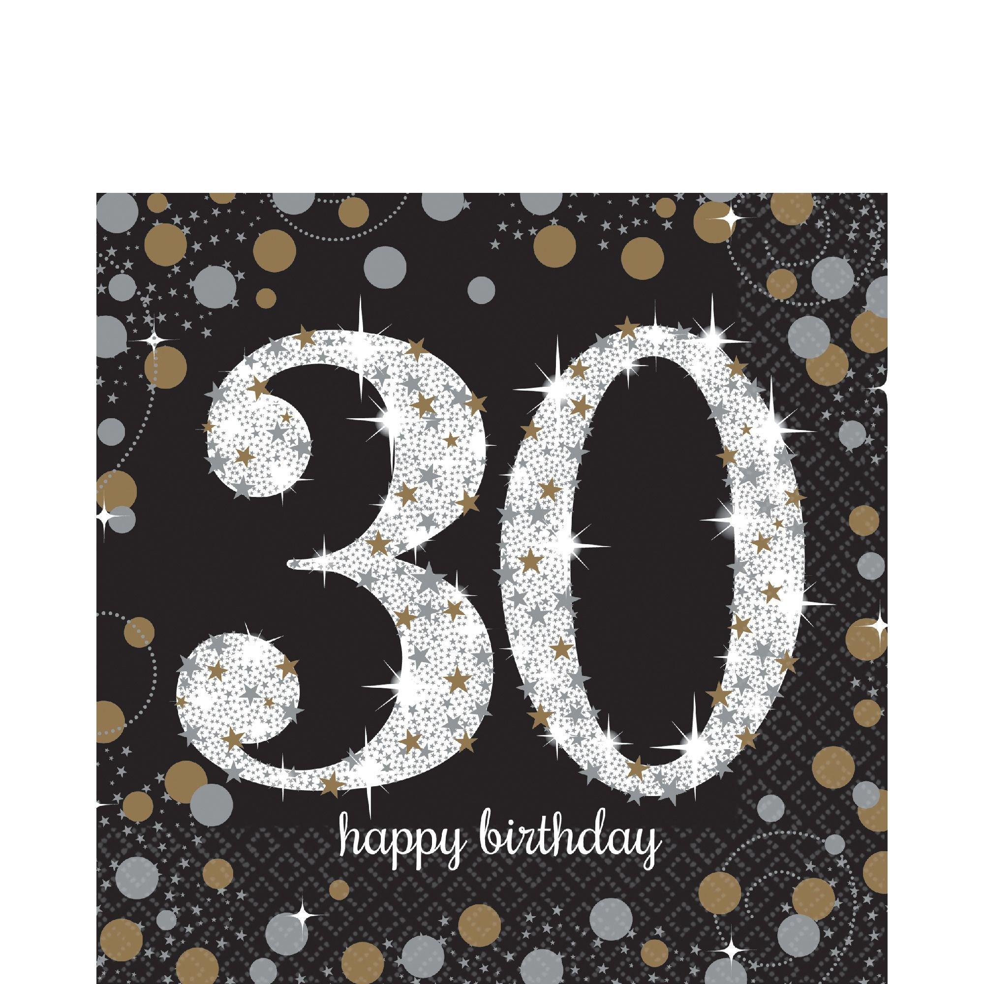 30th Birthday Lunch Napkins 16ct - Sparkling Celebration