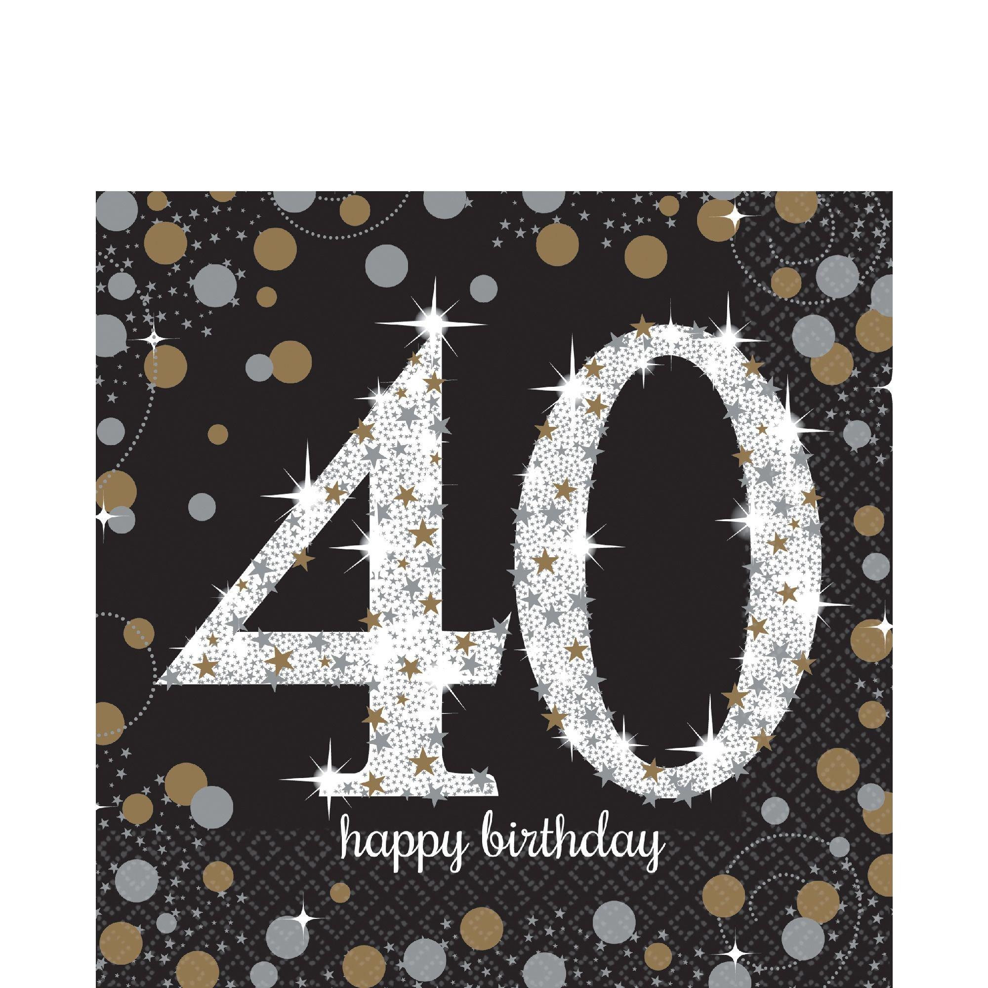 40th Birthday Lunch Napkins 16ct - Sparkling Celebration