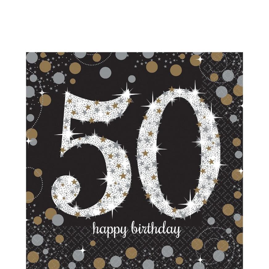 50th Birthday Lunch Napkins 16ct - Sparkling Celebration