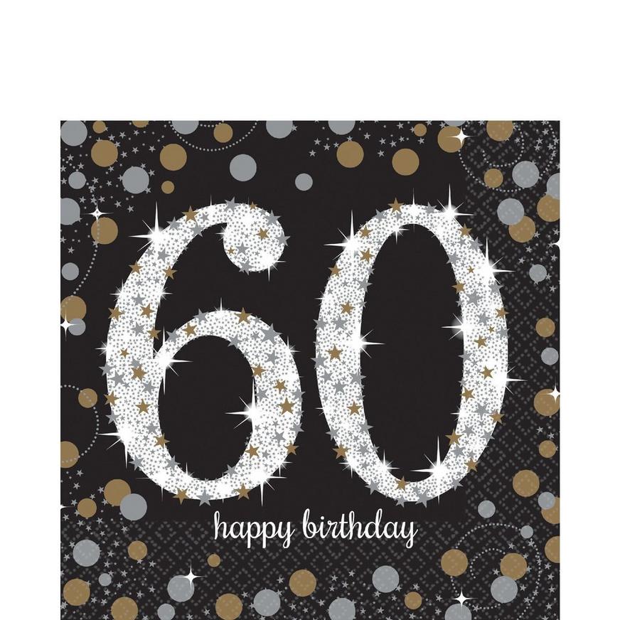 60th Birthday Lunch Napkins 16ct - Sparkling Celebration