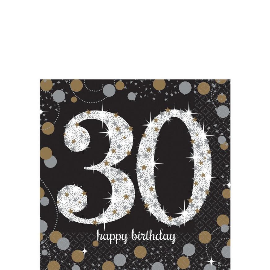 30th Birthday Beverage Napkins 16ct - Sparkling Celebration