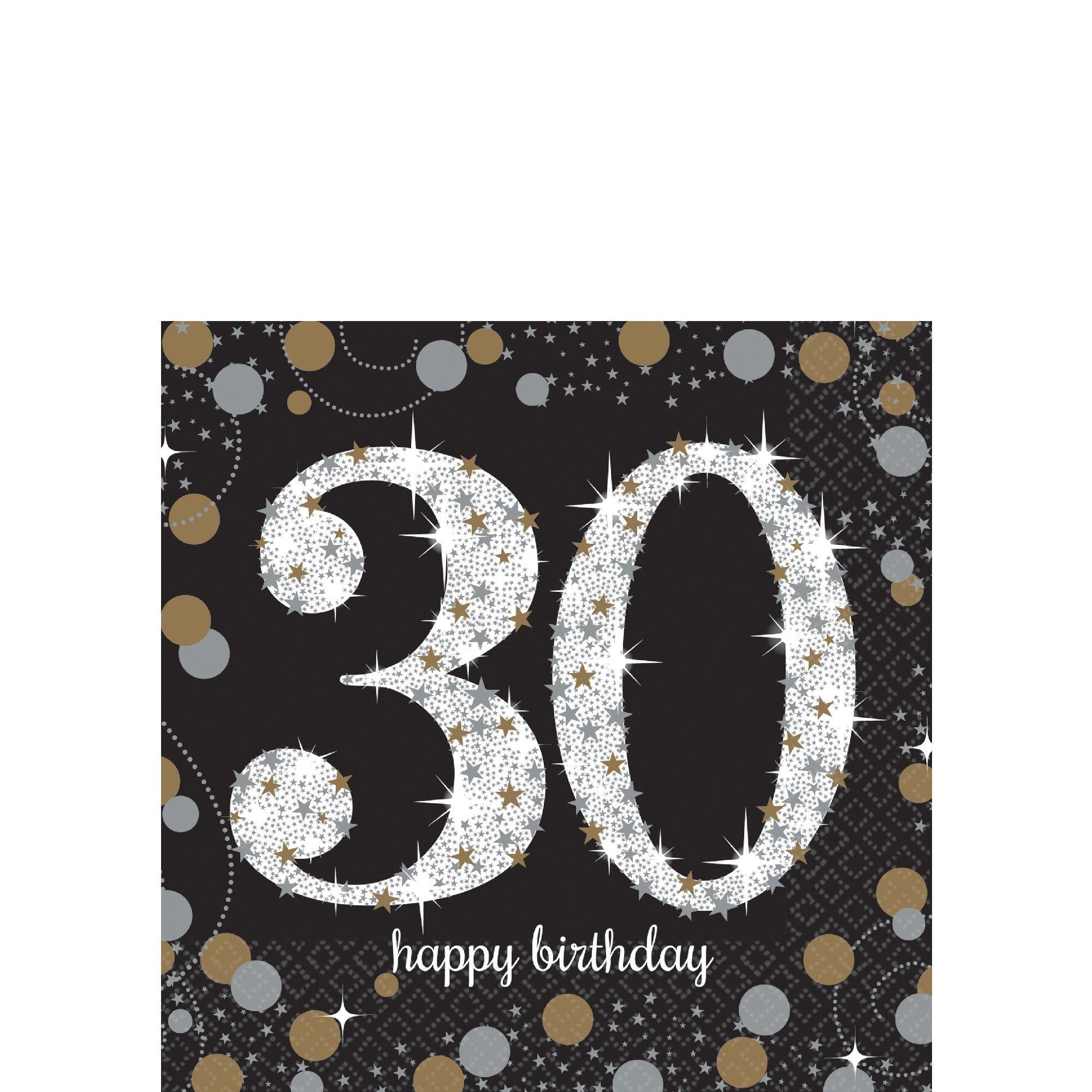 30th Birthday Beverage Napkins 16ct Sparkling Celebration Party City