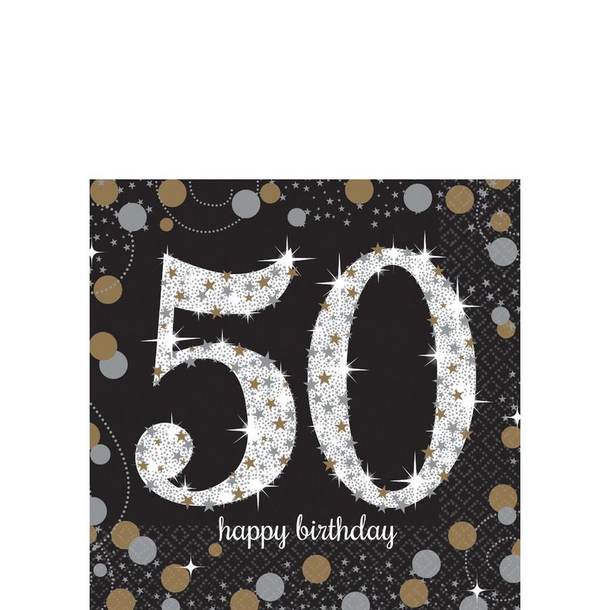 50th Birthday Beverage Napkins 16ct - Sparkling Celebration