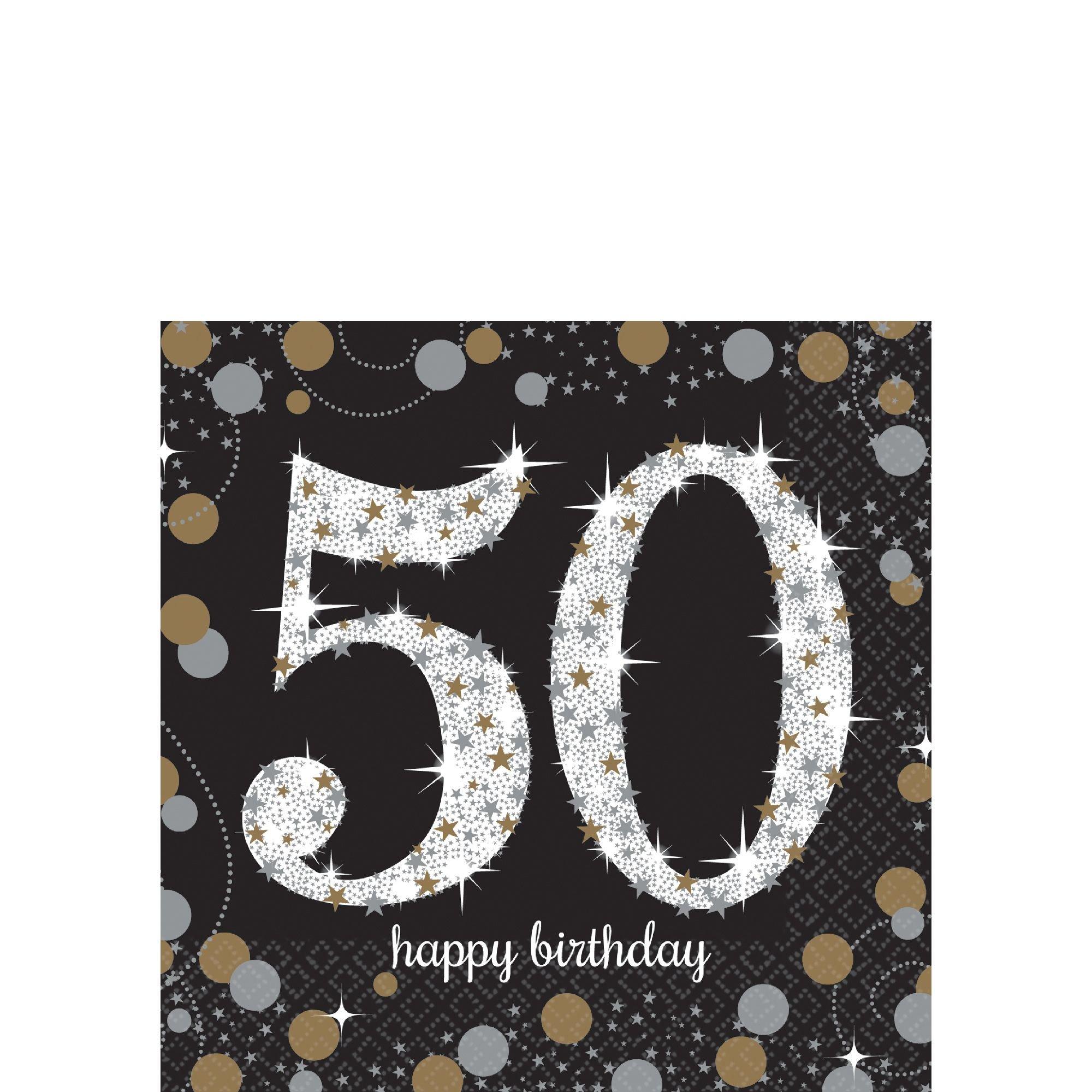 50th Birthday Beverage Napkins 16ct Sparkling Celebration Party City