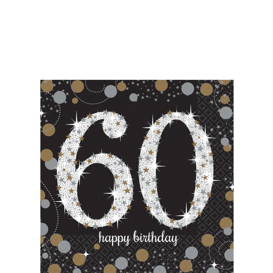 60th Birthday Beverage Napkins 16ct - Sparkling Celebration