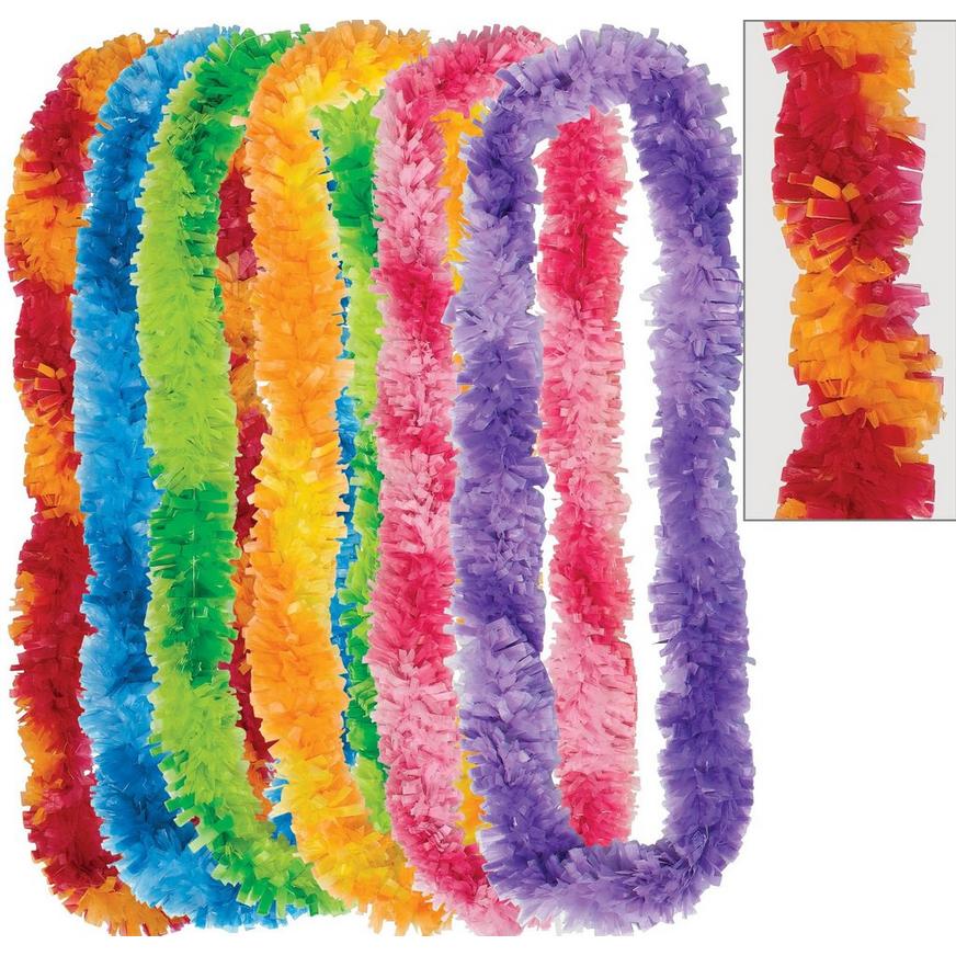 Colorful Two-Tone Fringe Leis 6ct