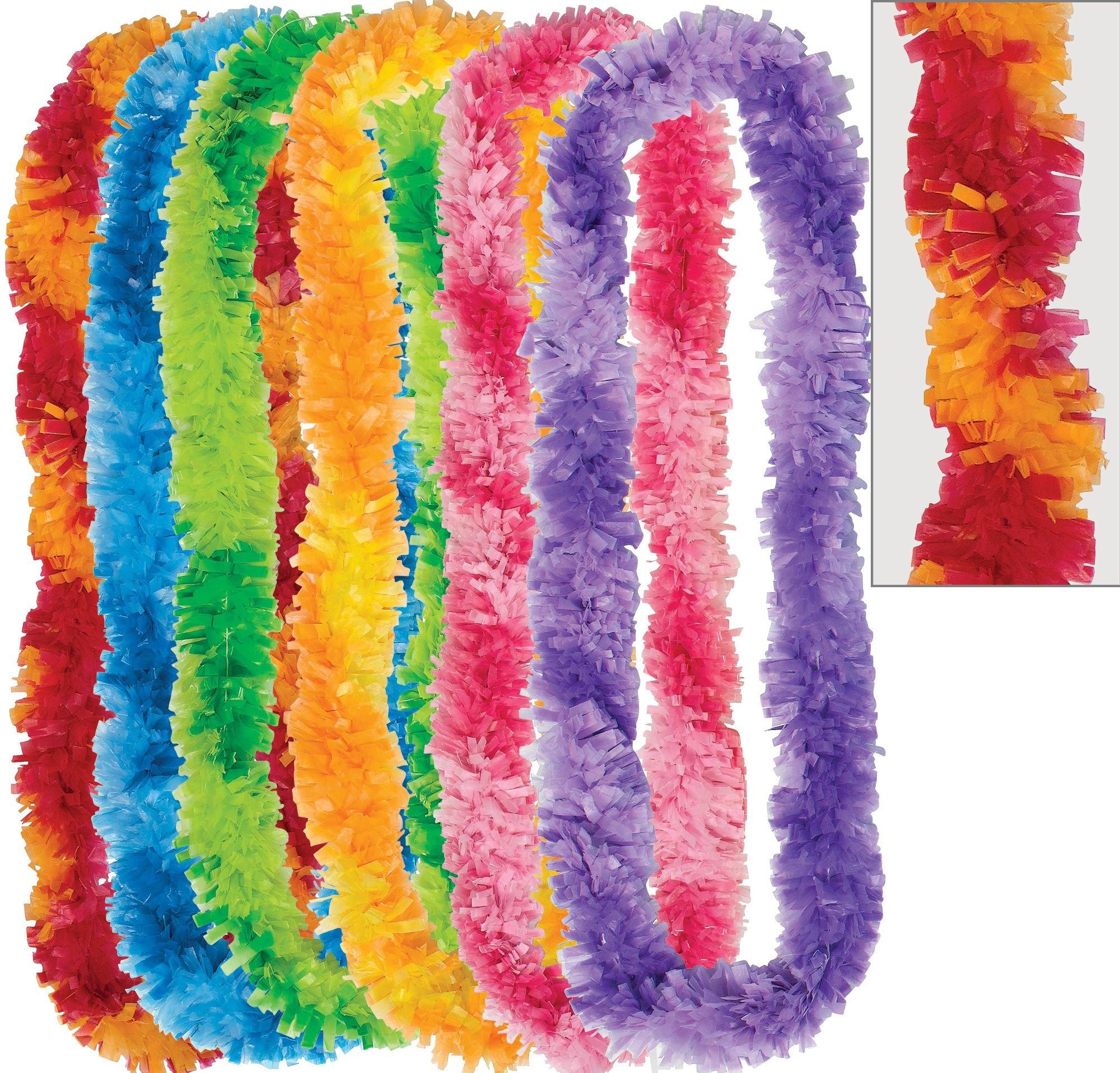 Colorful Two-Tone Fringe Leis 6ct
