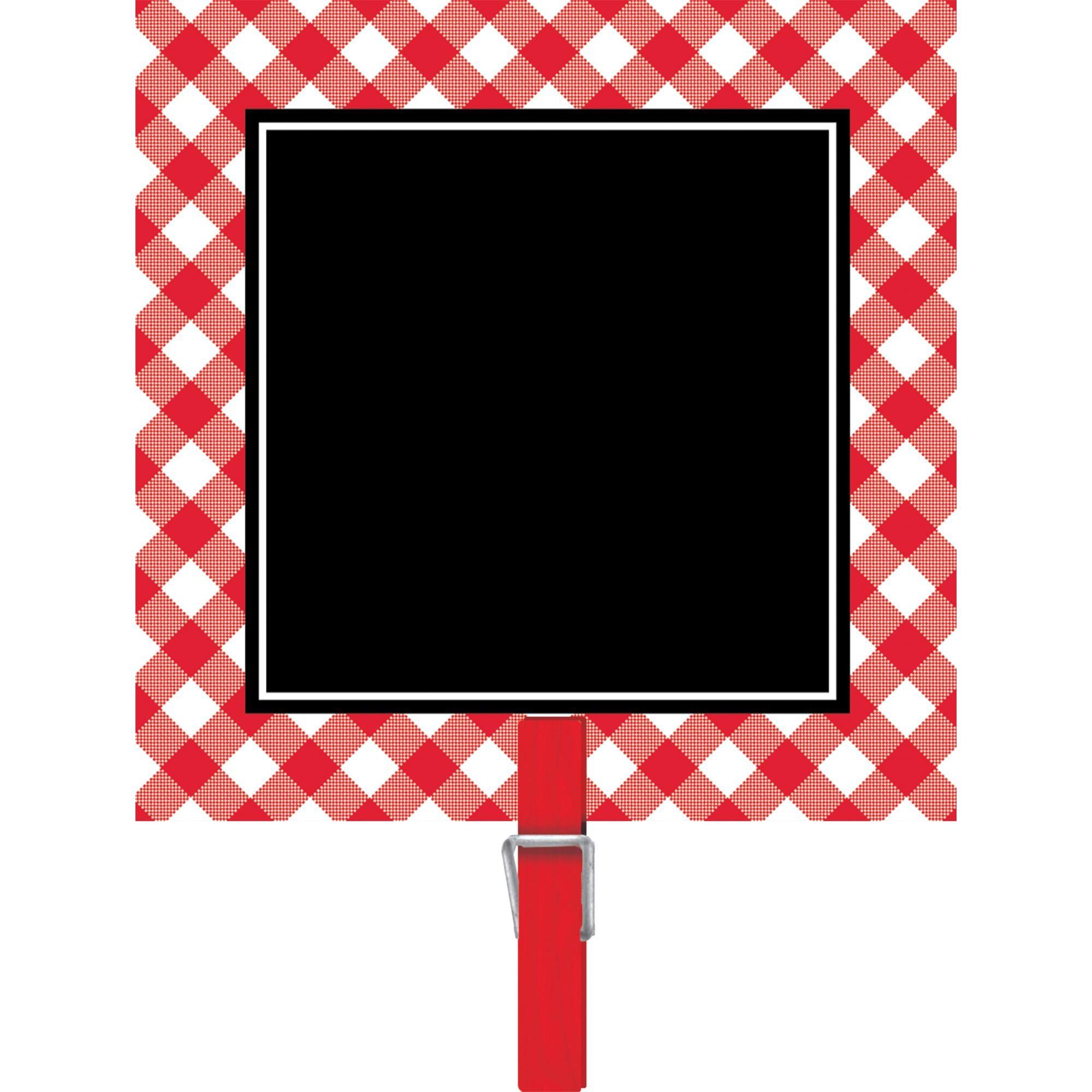 Picnic Party Red Gingham Chalkboard Clips 8ct