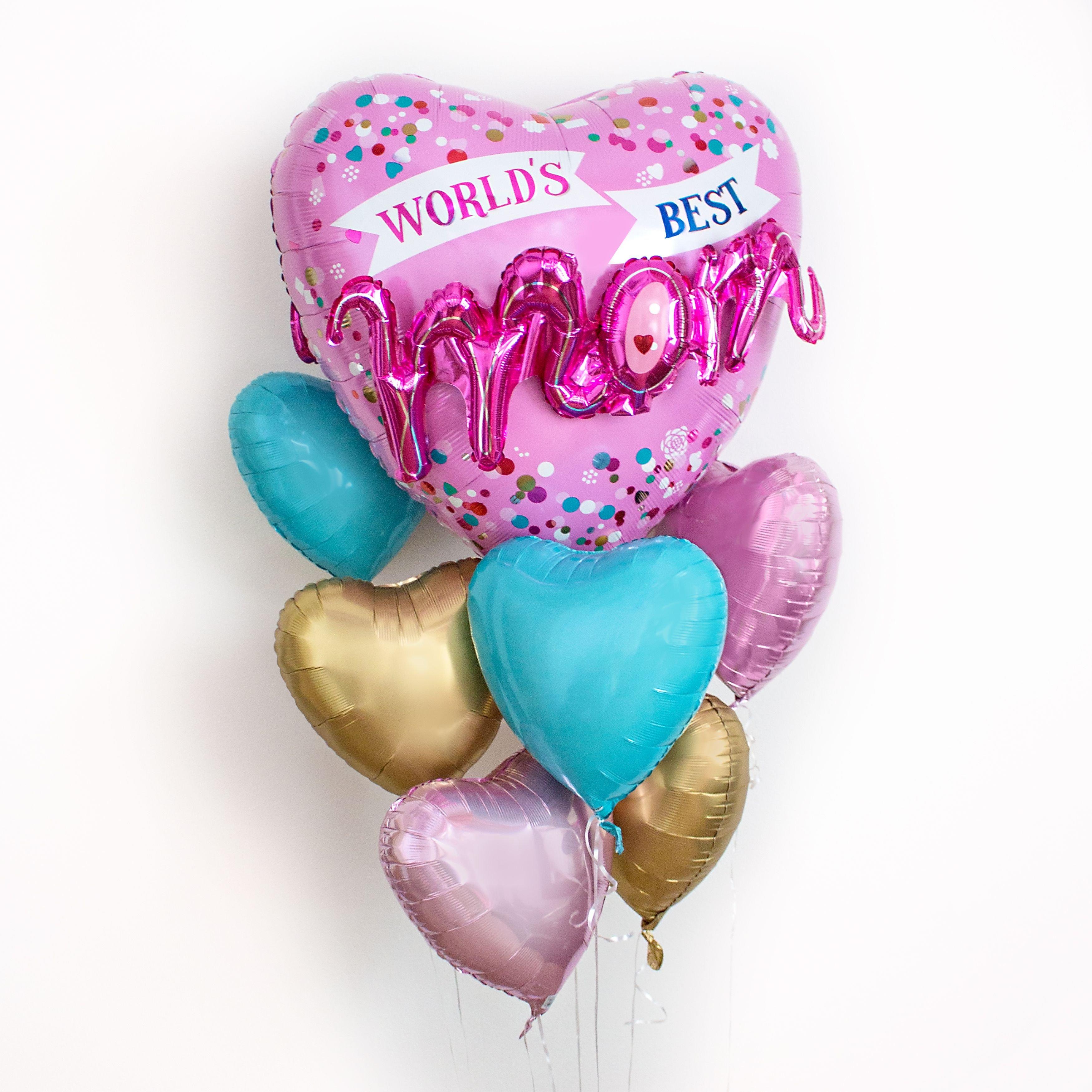 World's Best Mom 3D Heart Foil Balloon, 36in
