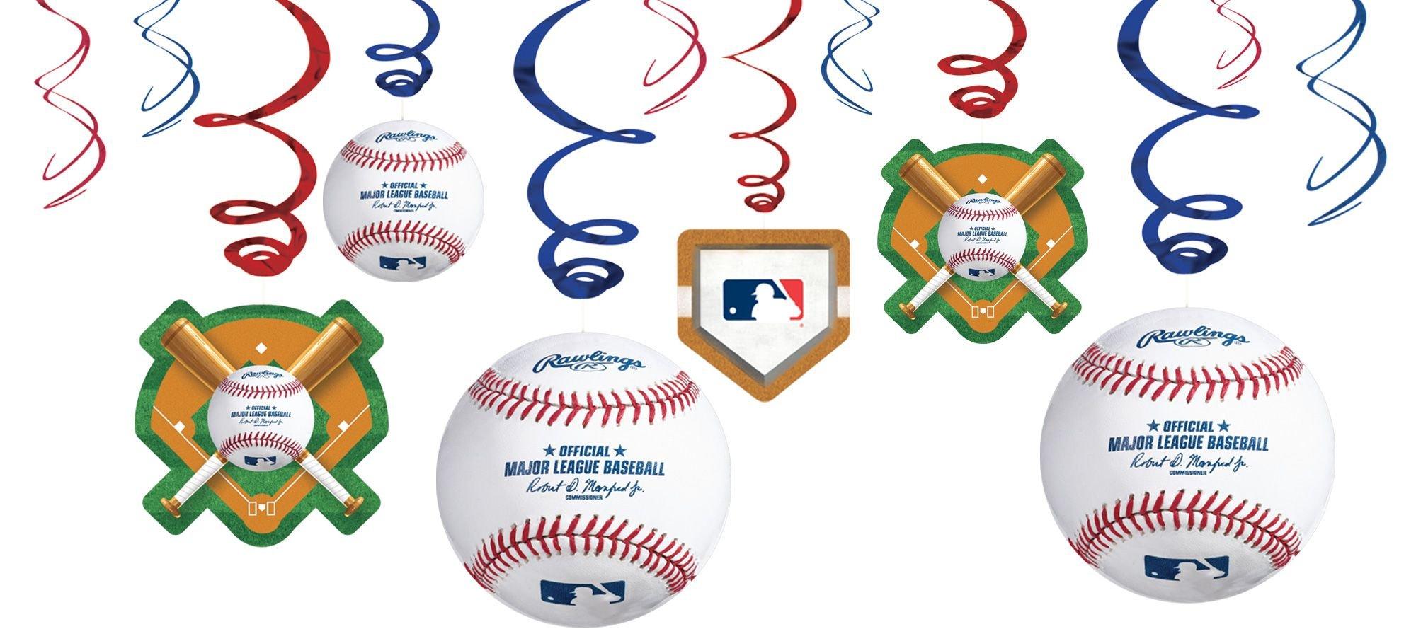 MLB Baseball Swirl Decorations, 12ct