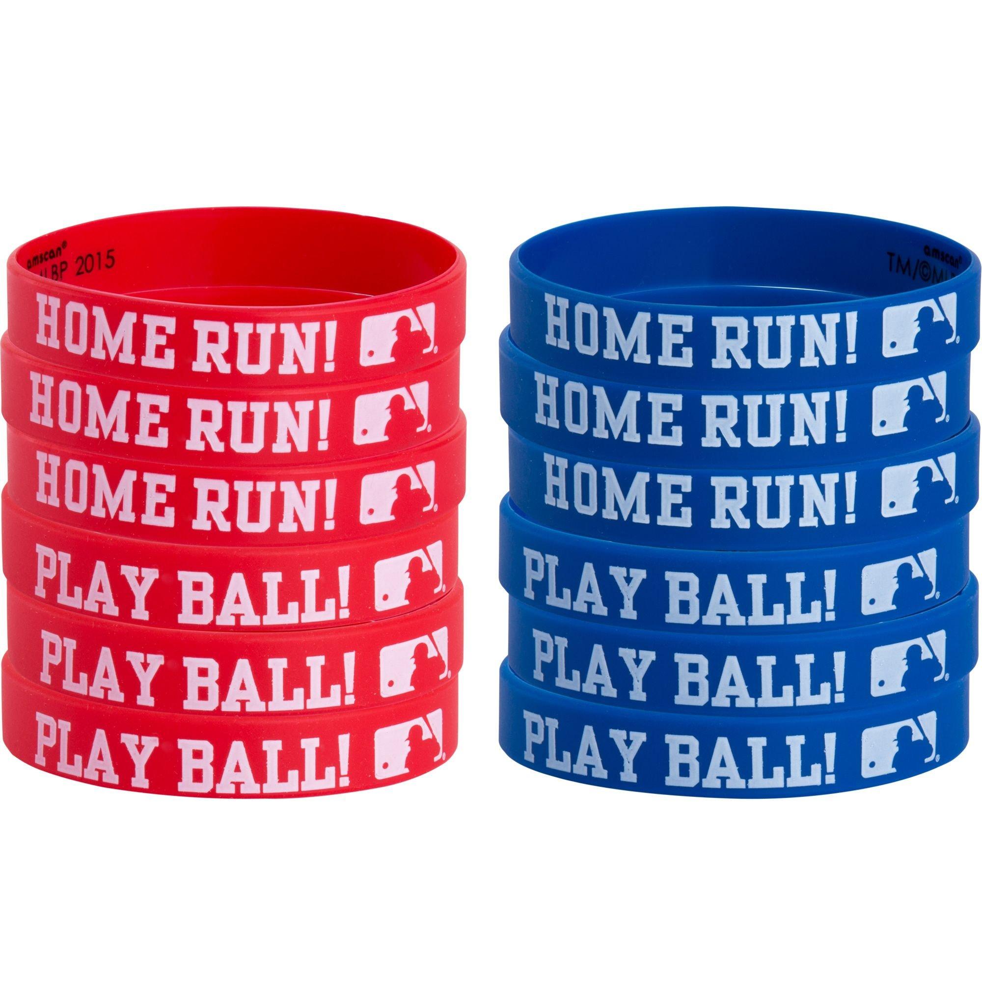 Amscan MLB Rubber Bracelets Baseball Party Accessories, 3 1/2