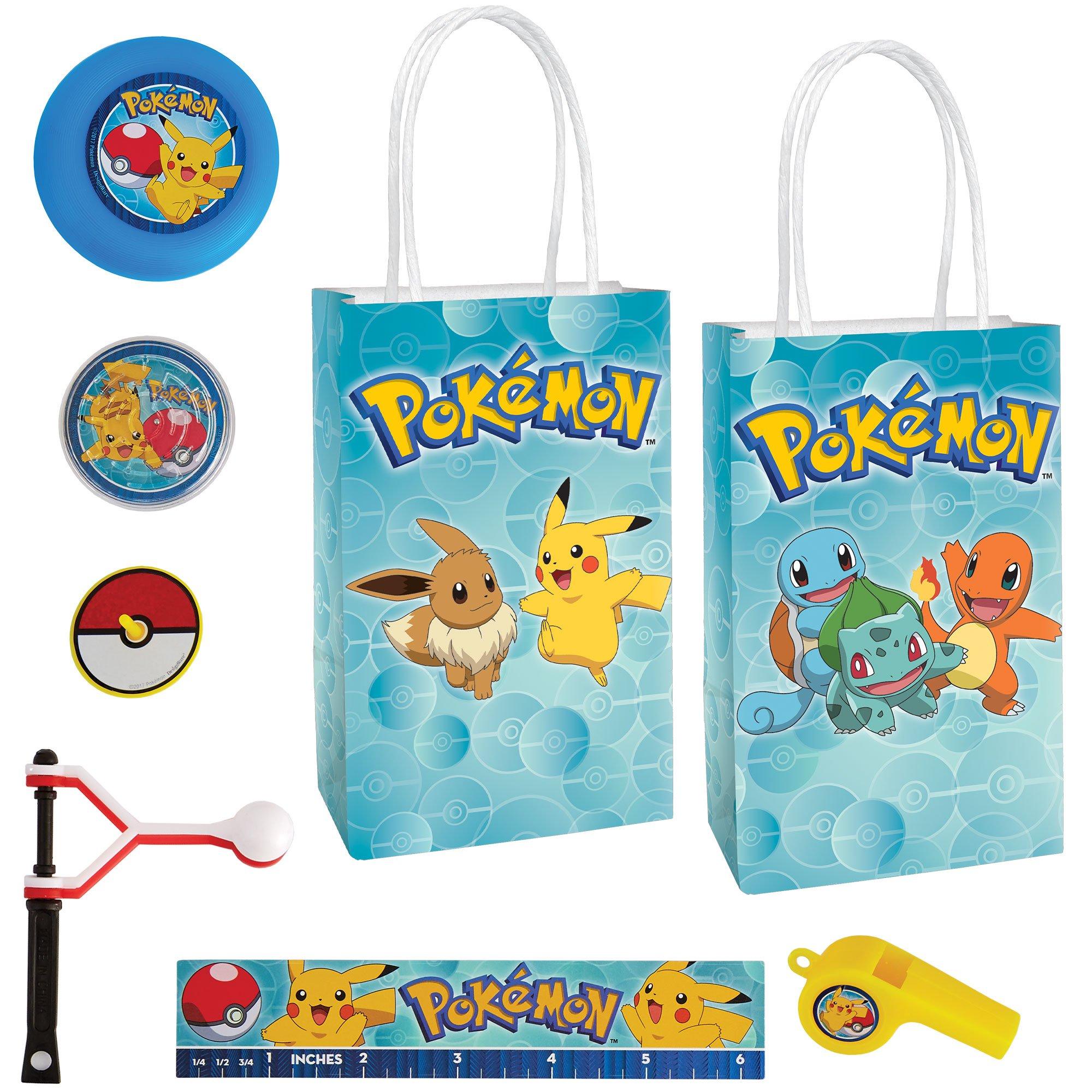 Pokémon Basic Party Favor Supplies Pack for 8 Guests - Kit Includes Favor Pack & Favor Bags