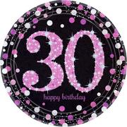 Prismatic 30th Birthday Lunch Plates 8ct - Pink Sparkling Celebration