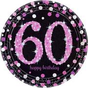 Prismatic 60th Birthday Lunch Plates 8ct - Pink Sparkling Celebration