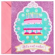 Glitter Pink & Teal Cake Invitations 8ct