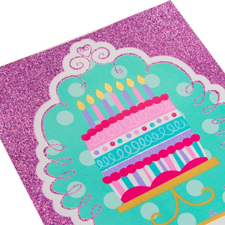 Glitter Pink & Teal Cake Invitations 8ct