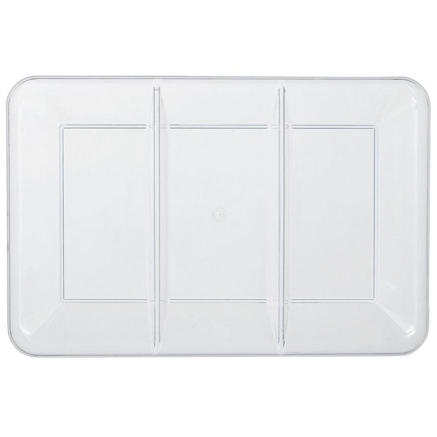 CLEAR Rectangular Sectional Plastic Platter, 9.5in x 14in