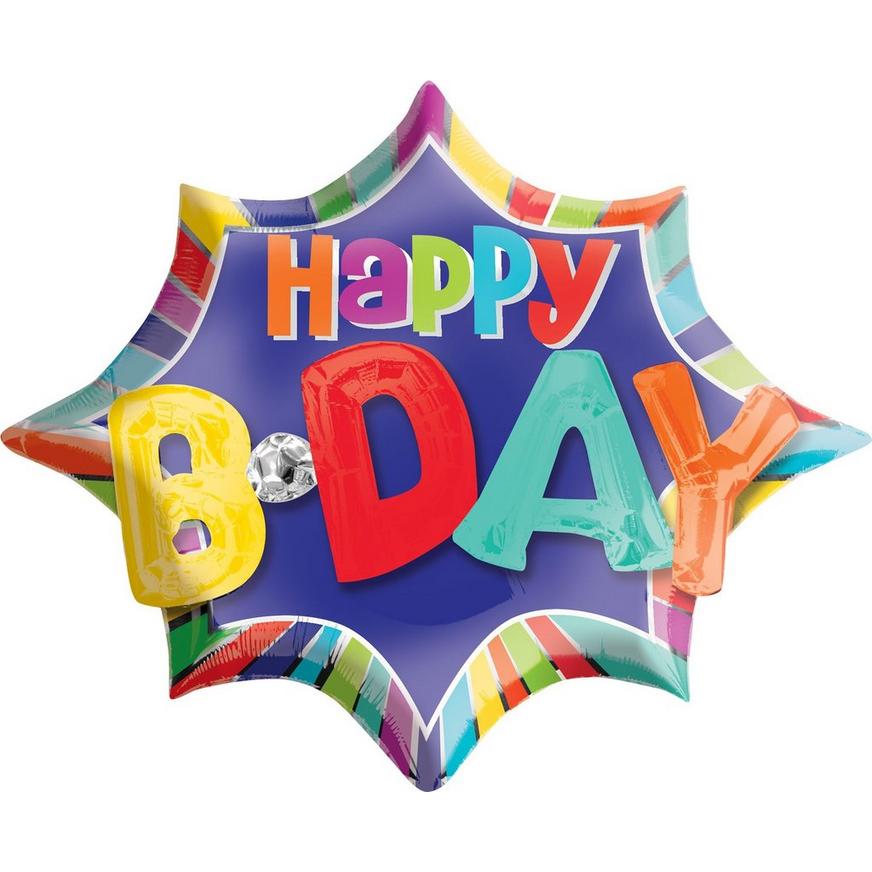 Happy Birthday Balloon 35in x 29in - 3D Starburst