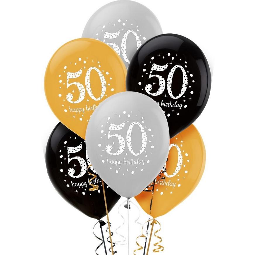 6ct, 50th Birthday Balloons - Sparkling Celebration