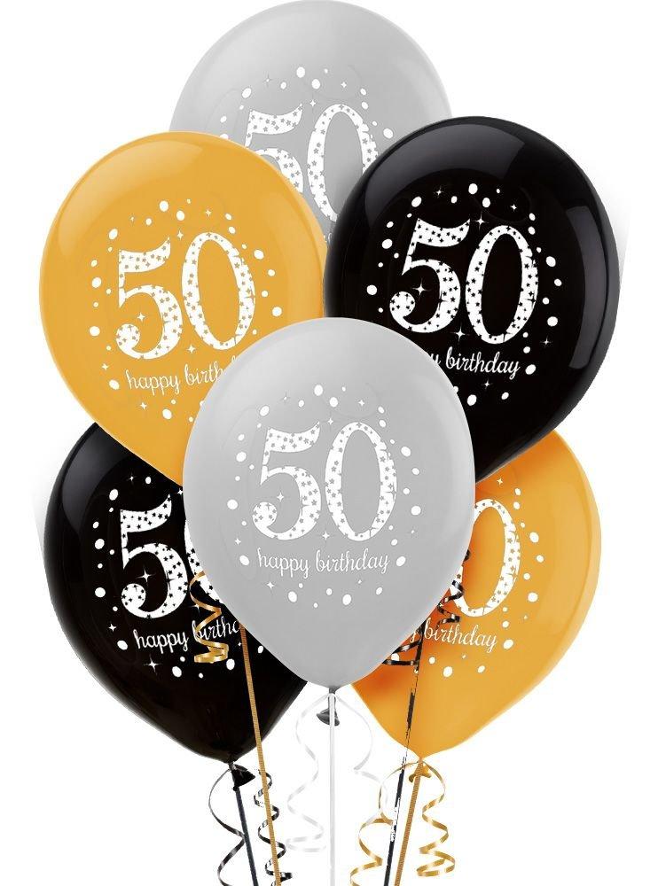 6ct, 50th Birthday Balloons - Sparkling Celebration