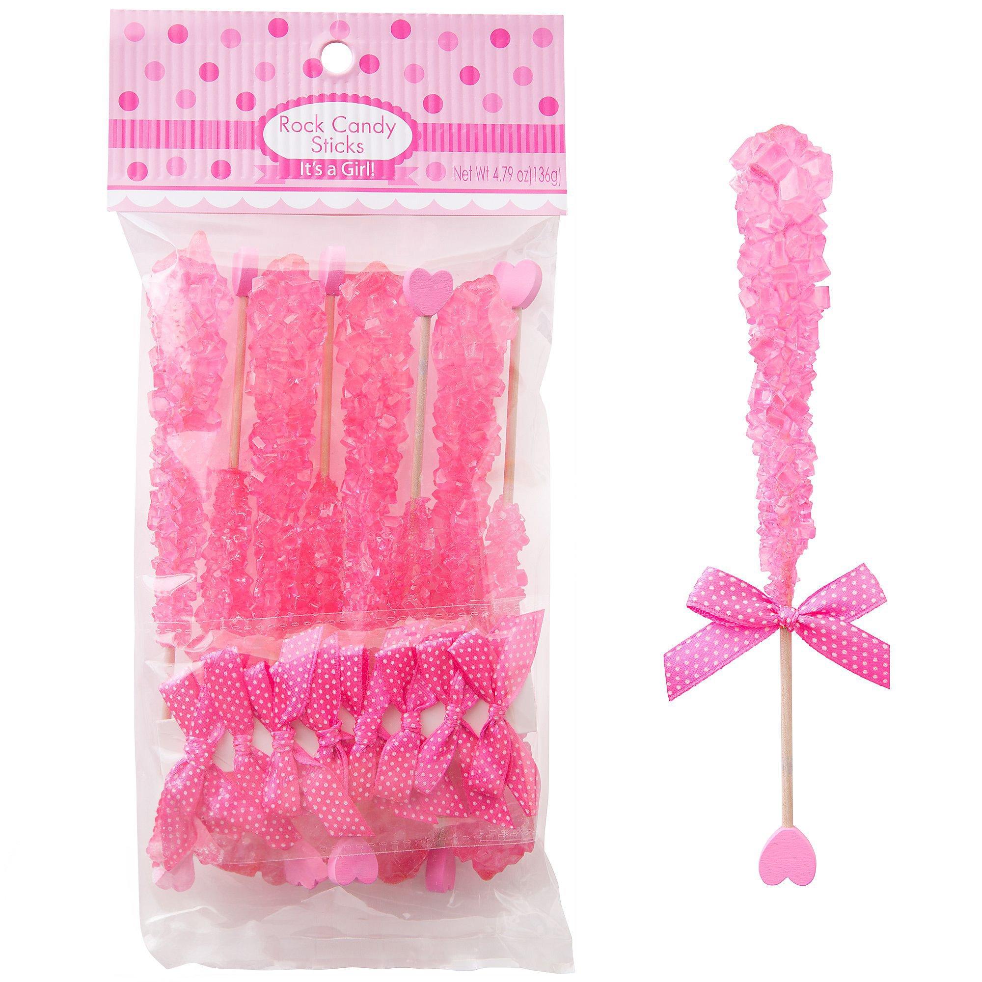 Bright Pink It's a Girl Rock Candy Sticks 8ct
