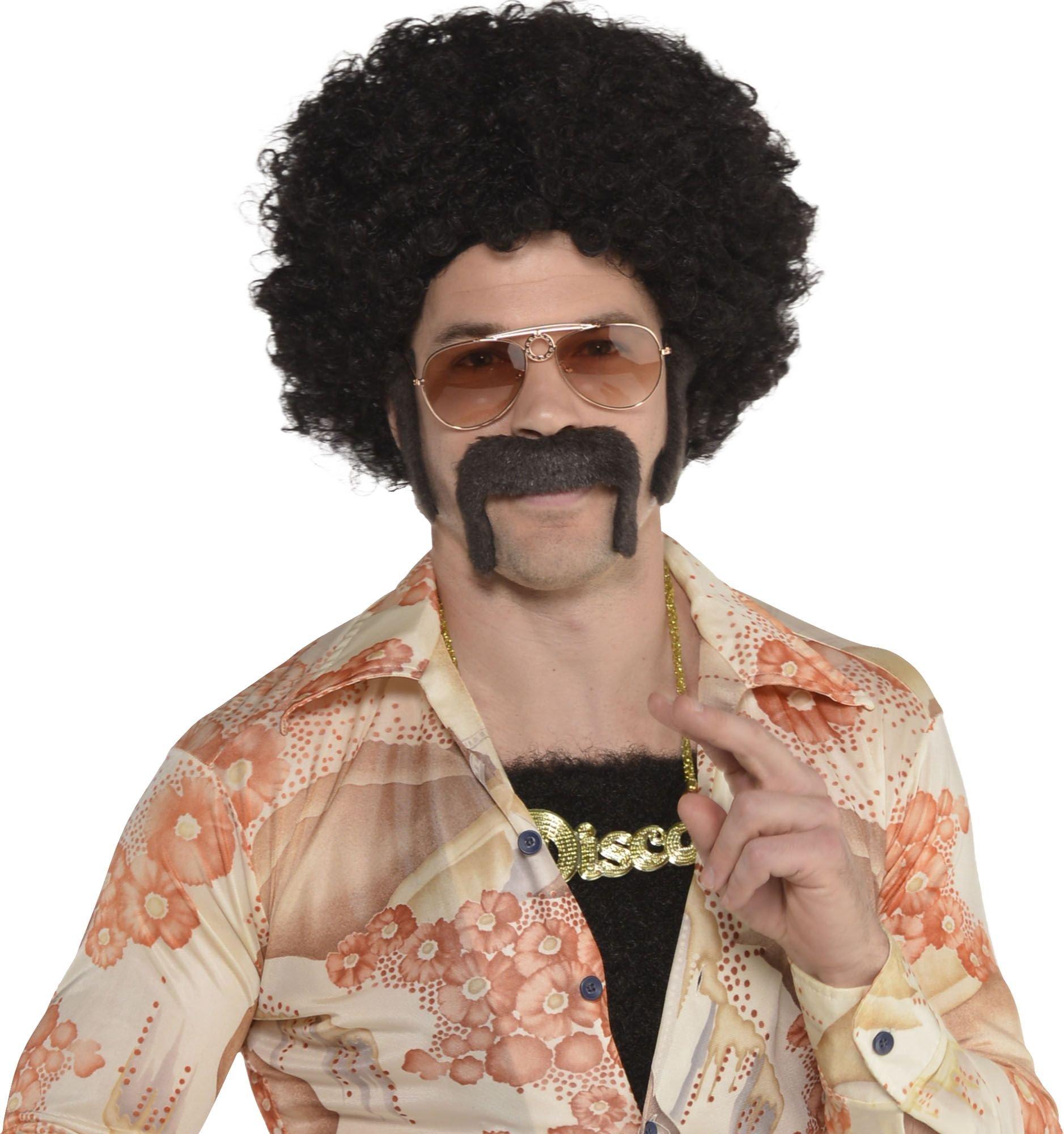 Accessoires Chest Hair Wig with sideburns and moustache 70s Disco Kit