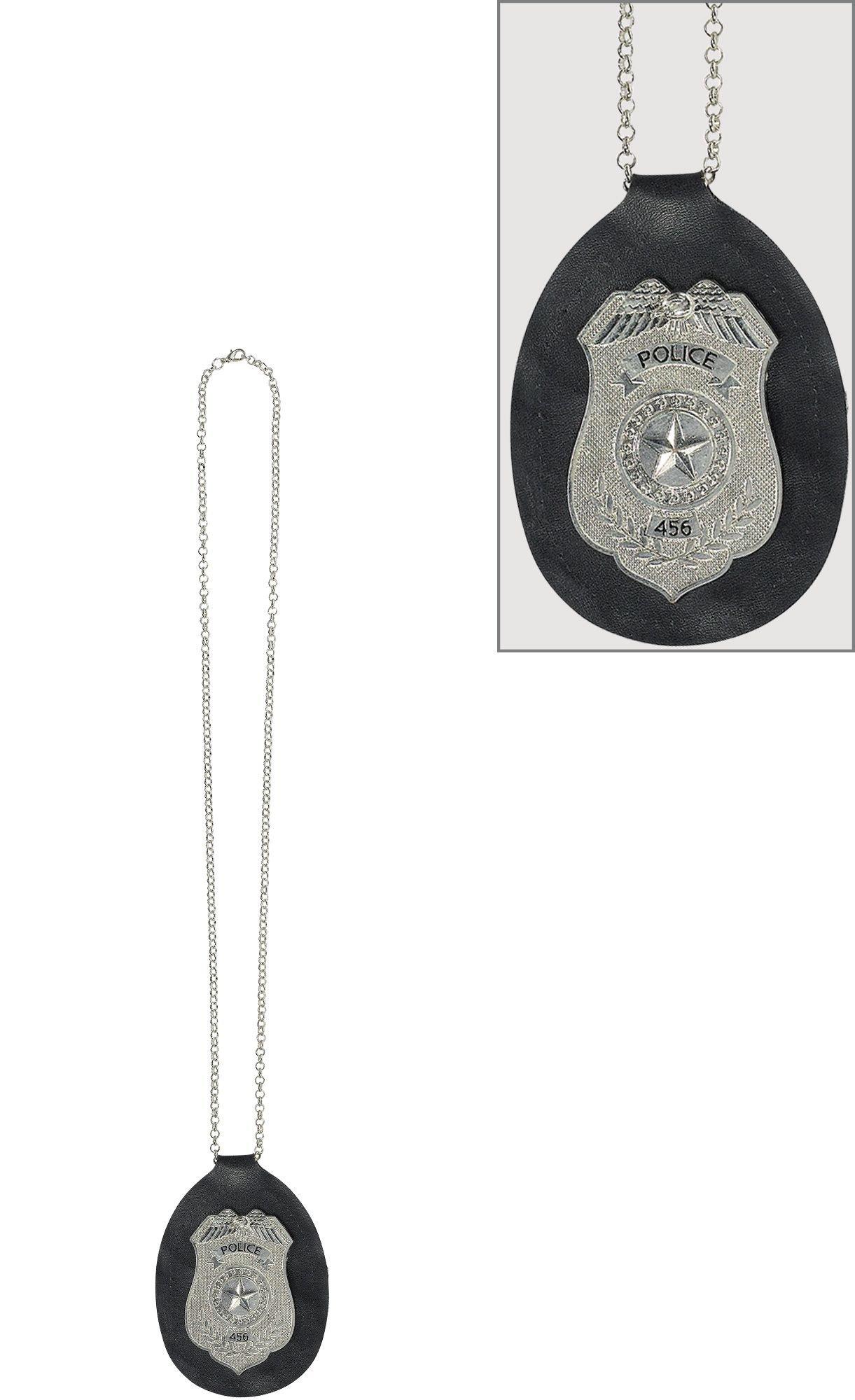 Custom Black Metal PU Leather Necklace Pendant Police Security