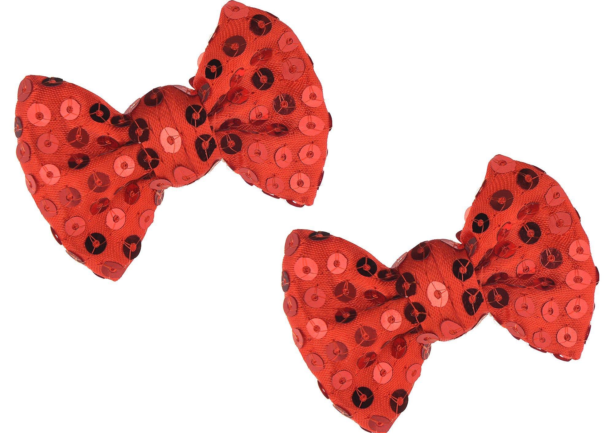 Red Sequin Hair Bows 2ct