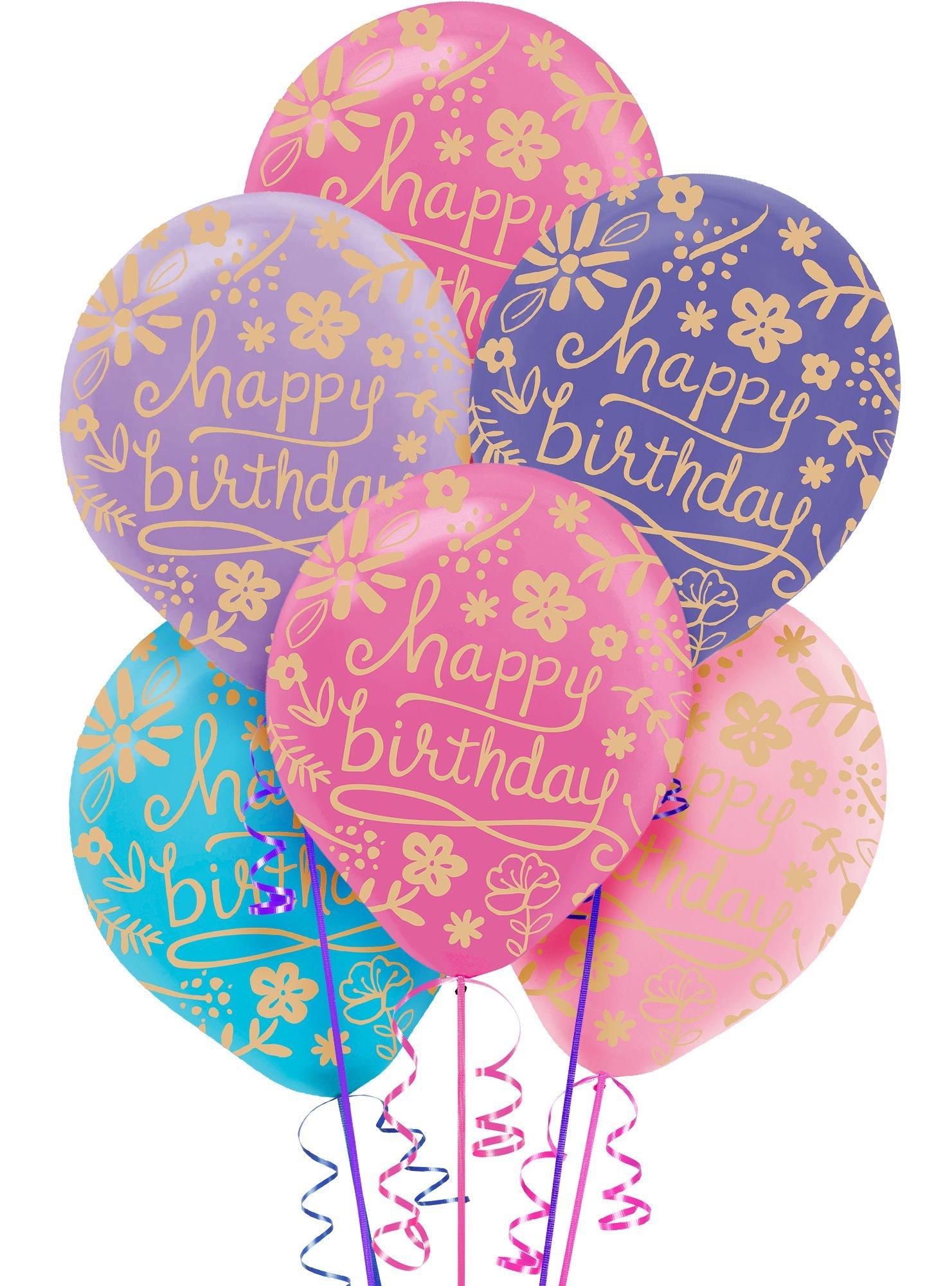 20ct, 12in, Floral Birthday Balloons