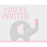 Pink Baby Elephant Invitations 8ct