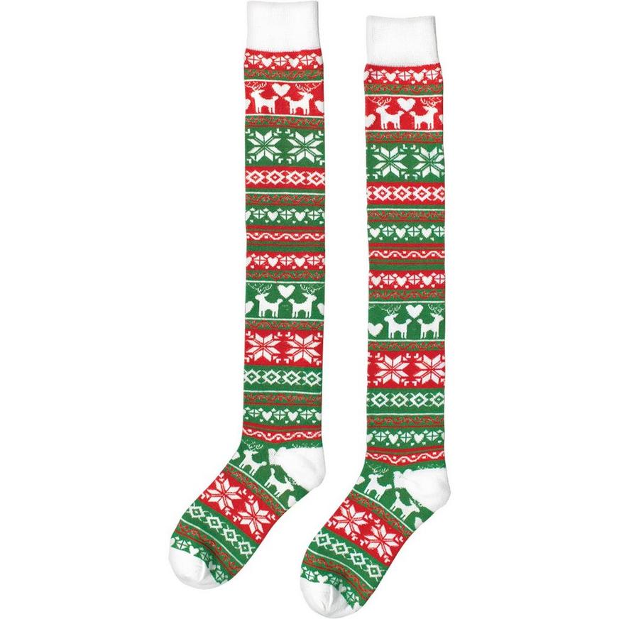 Fair Isle Christmas Over-the-Knee Socks