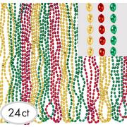 Red, Green & Gold Christmas Bead Necklaces 24ct