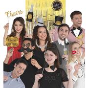 Black, Gold & Silver New Year's Photo Booth Kit 21pc