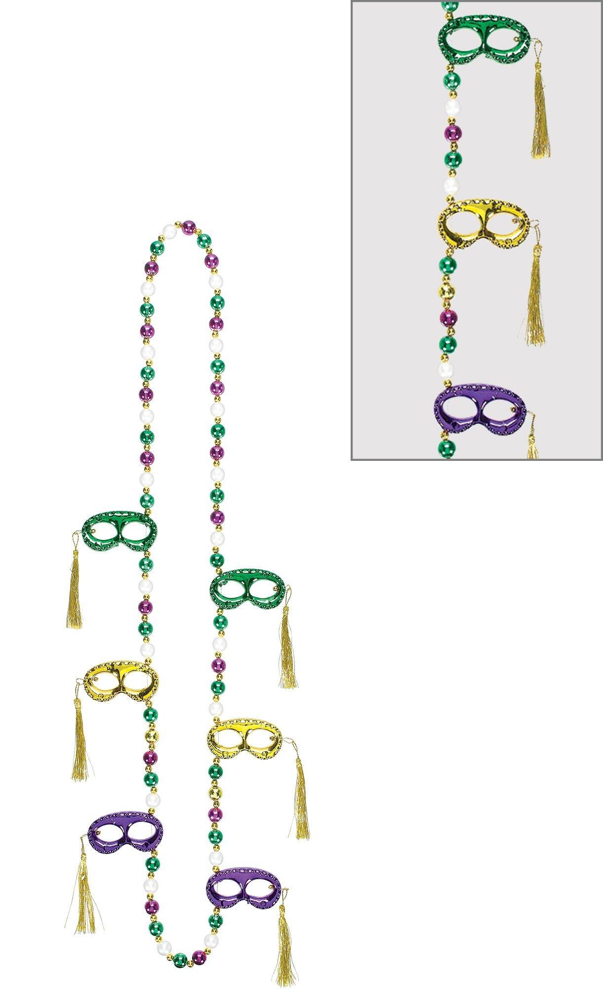 Masquerade Mask Mardi Gras Bead Necklace