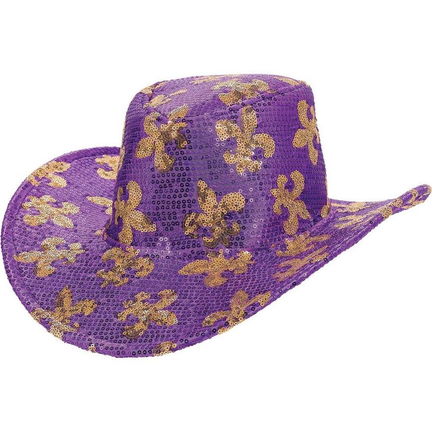 Sequin Mardi Gras Cowboy Hat